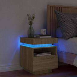 Berkfield Home Decorative Bedside Cabinet with LED Lights Sonoma Oak 40x39x48.5 cm in Light Brown - thumbnail 2