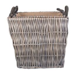 Red Hamper Wicker Set of 2 Rectangular Grey Log Basket - thumbnail 4