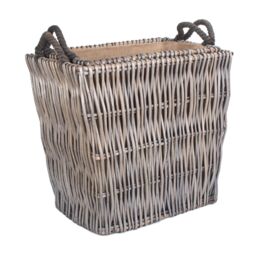 Red Hamper Wicker Set of 2 Rectangular Grey Log Basket - thumbnail 3