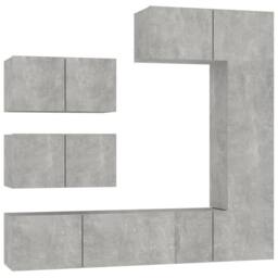 Berkfield Home Classic 6 Piece TV Cabinet Set Concrete Grey Engineered Wood - thumbnail 3
