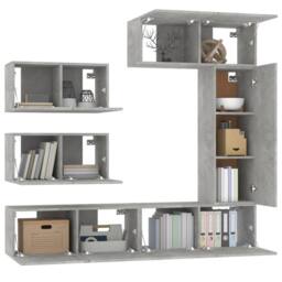 Berkfield Home Classic 6 Piece TV Cabinet Set Concrete Grey Engineered Wood - thumbnail 4