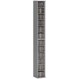 HOMCOM Set of 2 CD Storage Unit DVD Shelf with Adjustable Shelves Light Grey - thumbnail 2