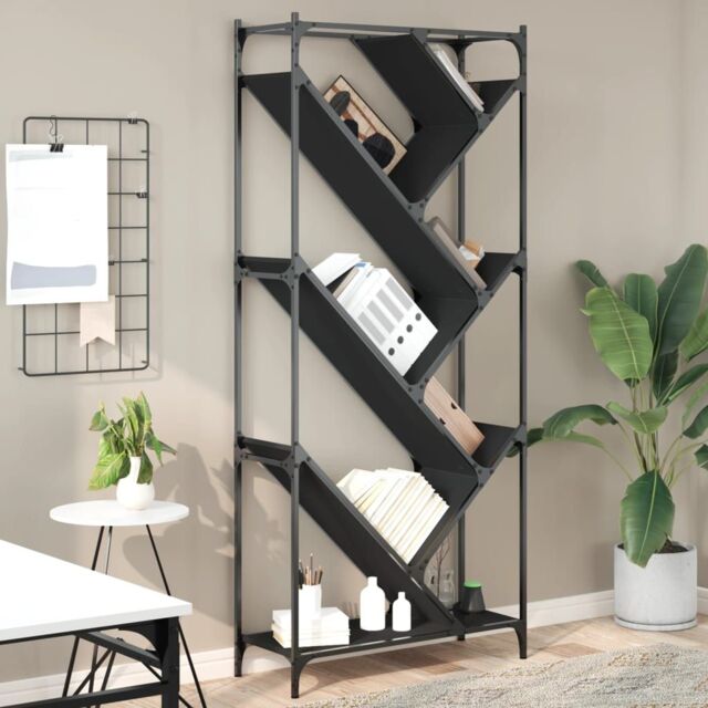 Berkfield Home Bookcase Black 79x30x180 cm Engineered Wood & Metal - Size: 79 x 30 x 180 cm - image 1