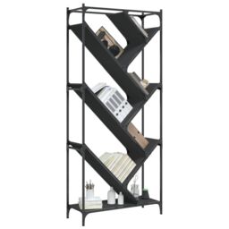 Berkfield Home Bookcase Black 79x30x180 cm Engineered Wood & Metal - Size: 79 x 30 x 180 cm - thumbnail 4