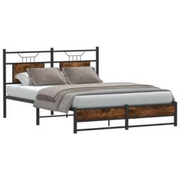 Berkfield Home Decorative Bed Frame Frame Smoked Oak 150x200 cm King Size Wood in Brown - thumbnail 2