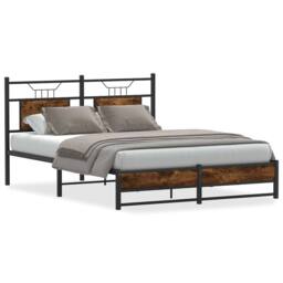 Berkfield Home Decorative Bed Frame Frame Smoked Oak 150x200 cm King Size Wood in Brown - thumbnail 3