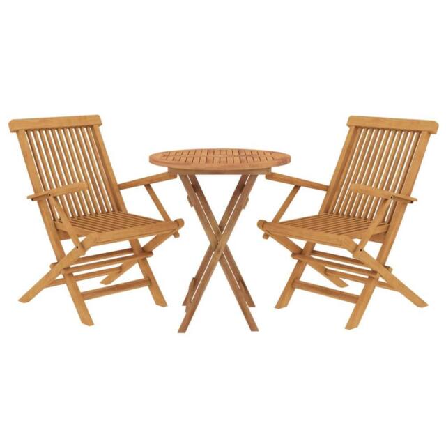Berkfield Home Beautiful 3 Piece Garden Dining Set Solid Wood Teak in Brown - image 1