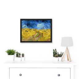 Artery8 Van Gogh Wheatfield With Crows Painting Artwork Framed Wall Art Print A4 in Black - thumbnail 2