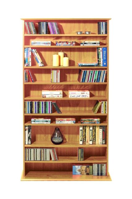 'Harrogate' - 760 Cd / 318 Dvd / Blu-ray Media Storage Shelves - Pine