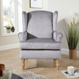 Home Source Helena Wingback Armchair Occasional Sofa Modern Accent Chair Seating in Silver - thumbnail 3
