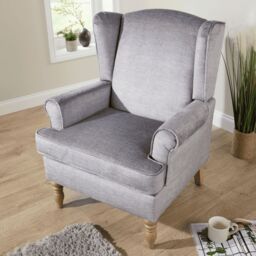 Home Source Helena Wingback Armchair Occasional Sofa Modern Accent Chair Seating in Silver - thumbnail 2