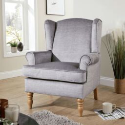 Home Source Helena Wingback Armchair Occasional Sofa Modern Accent Chair Seating in Silver