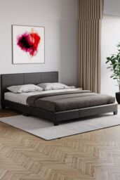 Home Discount Vida Designs Lisbon King Size Faux Leather Bed Frame UKFR Fabric in Black - thumbnail 7