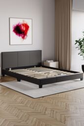 Home Discount Vida Designs Lisbon King Size Faux Leather Bed Frame UKFR Fabric in Black - thumbnail 8