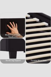Home Discount Vida Designs Lisbon King Size Faux Leather Bed Frame UKFR Fabric in Black - thumbnail 3