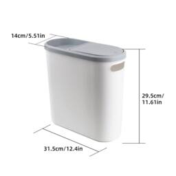 Nordara Narrow Plastic Waste Bin With Lid Slim Bathroom Toilet Trash in White - thumbnail 2