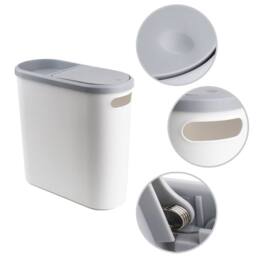 Nordara Narrow Plastic Waste Bin With Lid Slim Bathroom Toilet Trash in White - thumbnail 3
