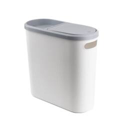 Nordara Narrow Plastic Waste Bin With Lid Slim Bathroom Toilet Trash in White - thumbnail 1