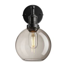 Industville Brooklyn Glass Globe Wall Light - 7 Inch - Clear in Black - Size: Medium - thumbnail 2
