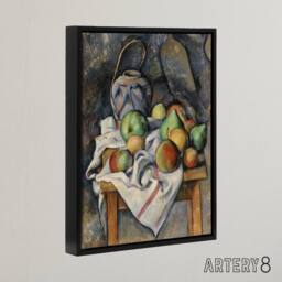"Artery8 Ginger Jar & Fruit Still Life Paul Cezanne Framed Canvas Wall Art - Size: W12"" x H16""" - thumbnail 2