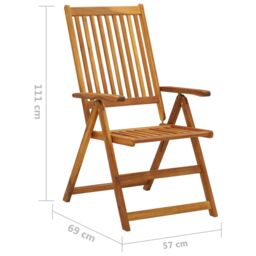 Berkfield Home Folding Garden Chairs 8 pcs Solid Acacia Wood in Brown - thumbnail 5