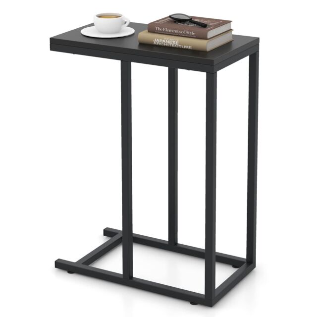 Costway C-Shaped End Table for Couch & Bed 64 CM High Sofa Side Table in Black - image 1