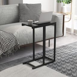 Costway C-Shaped End Table for Couch & Bed 64 CM High Sofa Side Table in Black - thumbnail 4