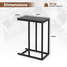 Costway C-Shaped End Table for Couch & Bed 64 CM High Sofa Side Table in Black - thumbnail 2