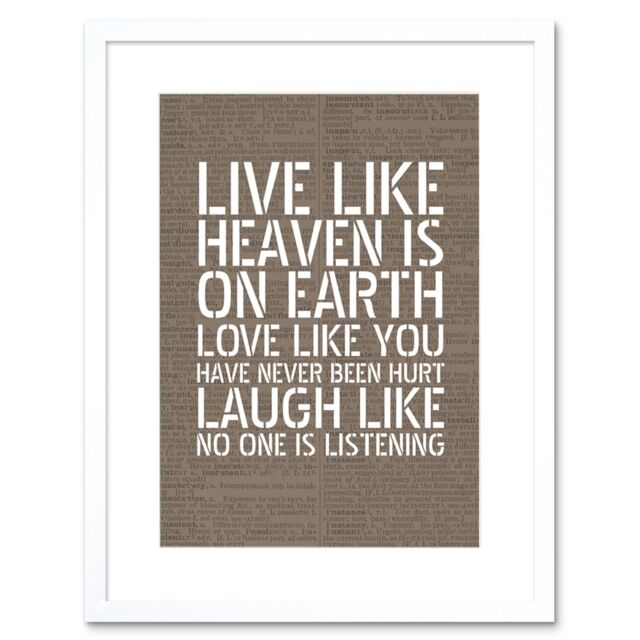 "Artery8 Wall Art Print Dictionary Page Quote Live Love Laugh Artwork Framed 9X7 Inch in White - Size: W7"" x H9""" - image 1