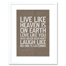 "Artery8 Wall Art Print Dictionary Page Quote Live Love Laugh Artwork Framed 9X7 Inch in White - Size: W7"" x H9""" - thumbnail 1