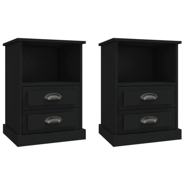 Berkfield Home Bedside Cabinets 2 pcs Black 43x36x60 cm - Size: 43 x 36 x 60 cm - image 1