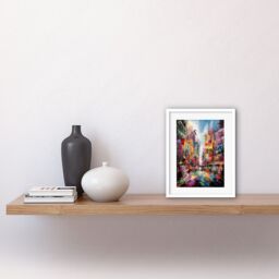 "Artery8 Wall Art Print Abstract City Street Modern Vibrant Cityscape Artwork Framed 9X7 Inch in White - Size: W7"" x H9""" - thumbnail 2