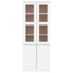 Berkfield Home Glass Display Cabinet ALTA White 77x35x186.5 cm Solid Wood Pine - thumbnail 3