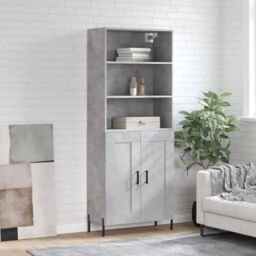 Berkfield Home Highboard Concrete Grey 69.5x34x180 cm Engineered Wood - thumbnail 1