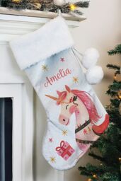 Personalised Memento Company Personalised Unicorn Christmas Stocking in Silver - thumbnail 3