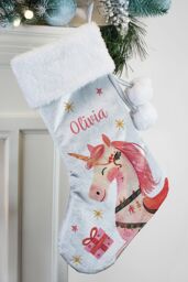Personalised Memento Company Personalised Unicorn Christmas Stocking in Silver - thumbnail 4
