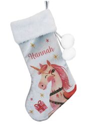 Personalised Memento Company Personalised Unicorn Christmas Stocking in Silver