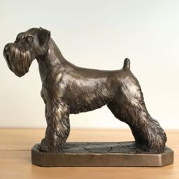 Animal Crackers Schnauzer Dog Figurine In Solid Cold Cast Bronze Designed By David Geenty, Quality Dog Lover Home Decoration