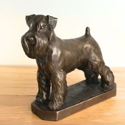 Animal Crackers Schnauzer Dog Figurine In Solid Cold Cast Bronze Designed By David Geenty, Quality Dog Lover Home Decoration - thumbnail 2