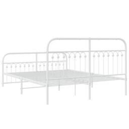 Berkfield Home Metal Bed Frame without Mattress with Footboard White 150x200cm - Size: 150x200 cm - thumbnail 6