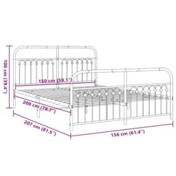 Berkfield Home Metal Bed Frame without Mattress with Footboard White 150x200cm - Size: 150x200 cm - thumbnail 8