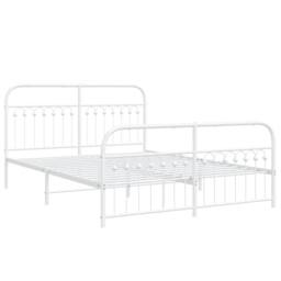 Berkfield Home Metal Bed Frame without Mattress with Footboard White 150x200cm - Size: 150x200 cm - thumbnail 1