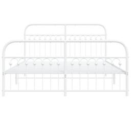 Berkfield Home Metal Bed Frame without Mattress with Footboard White 150x200cm - Size: 150x200 cm - thumbnail 4