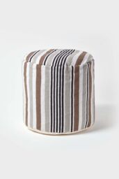 Homescapes Stripe Bean Filled Pouffe Tall 45 x 40 cm in Grey - thumbnail 1