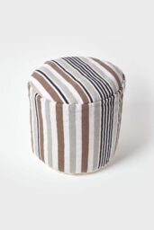 Homescapes Stripe Bean Filled Pouffe Tall 45 x 40 cm in Grey - thumbnail 3