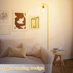 Costway Industrial Floor Lamp Modern Standing Lamp Hanging Glass Lampshade in Gold - thumbnail 3