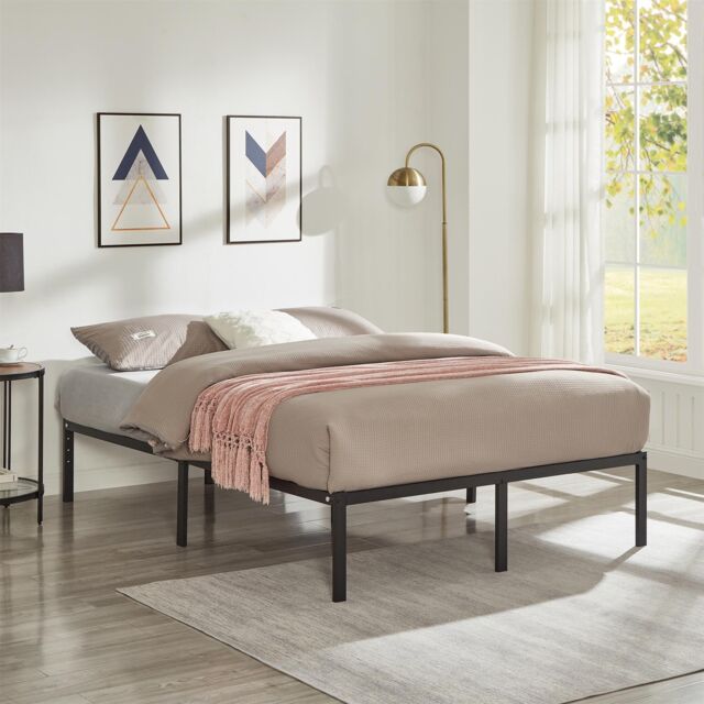 House of Home Double Bed Frame Durable Black Metal Platform Bed Frame 138 x 191 x 35c m - image 1