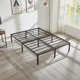 House of Home Double Bed Frame Durable Black Metal Platform Bed Frame 138 x 191 x 35c m - thumbnail 3