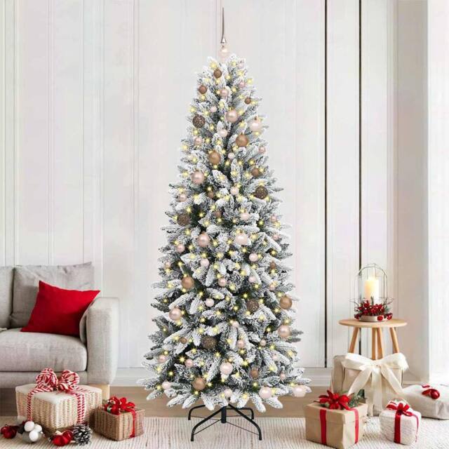 Berkfield Home Artificial Christmas Tree with 300 LEDs White 78 x 78 x 210 cm - image 1