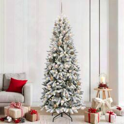 Berkfield Home Artificial Christmas Tree with 300 LEDs White 78 x 78 x 210 cm - thumbnail 1